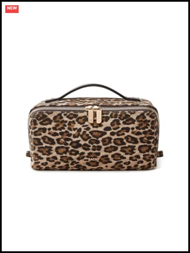Travel Makeup Bag For Women, Flat Open Cosmetic Bag With Dividers, Tpu Brush